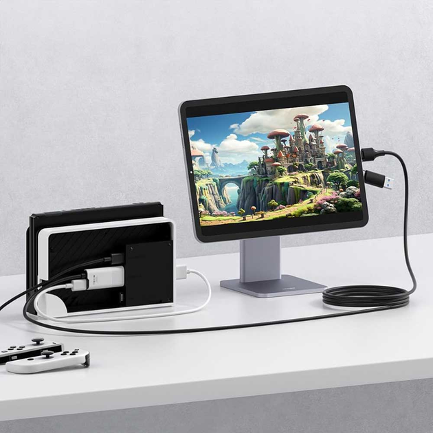 Зовнішня карта відеозахоплення (кабель) HAGiBiS HDMI на USB / Type-C 1080P@60fps 100W PD (UHC10) - зображення 4