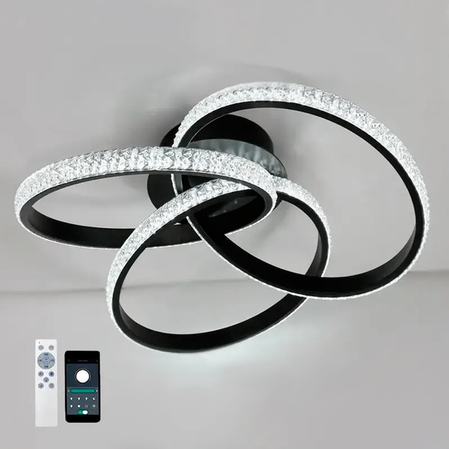 Управляемая LED люстра Esllse VITA 80W 3R черная с пультом и приложением APP 500x130мм BLACK/CLEAR-220-IP20 - изображение 5