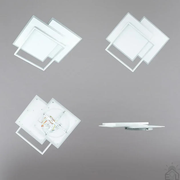Керована світлодіодна LED люстра Esllse VEGA triple 80W 3S 65Вт ON/OFF "три квадрати" біла 470х470х62мм WHITE/WHITE 220В IP20 - зображення 4