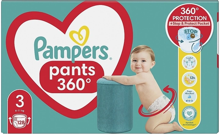 Підгузки-трусики Pants, розмір 3 (Midi) 6-11 кг, 128 шт. - Pampers 128шт (962354-31156137) - Фото 2 Підгузки-трусики Pants, розмір 3 (Midi) 6-11 кг, 128 шт. - Pampers 128шт (962354-31156137) - зображення 2