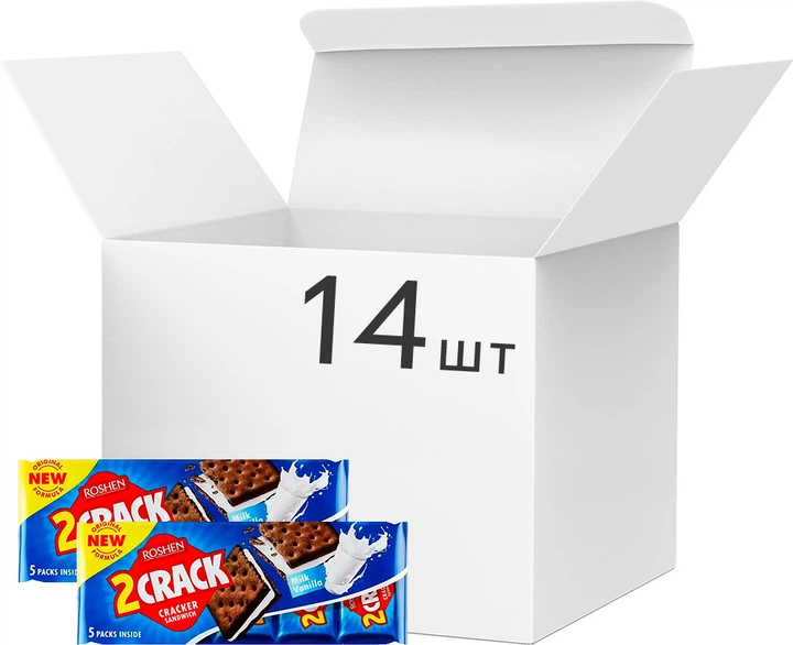 Упаковка крекеру Roshen 2 Crack з молочно-ванільною начинкою 235 г