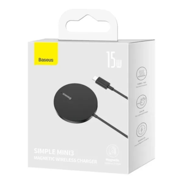 Безпровідний зарядний пристрій MagSafe Baseus Simple Mini3 |15W| (CCJJ040001) Чорний - зображення 2