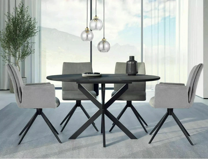 Стол обеденный раскладной GASTON CERAMIC 100(135)*100 черный GASTONC100 Signal - изображение 2