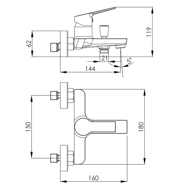 Смеситель для ванны IMPRESE MELNIK f03211001AA - изображение 2