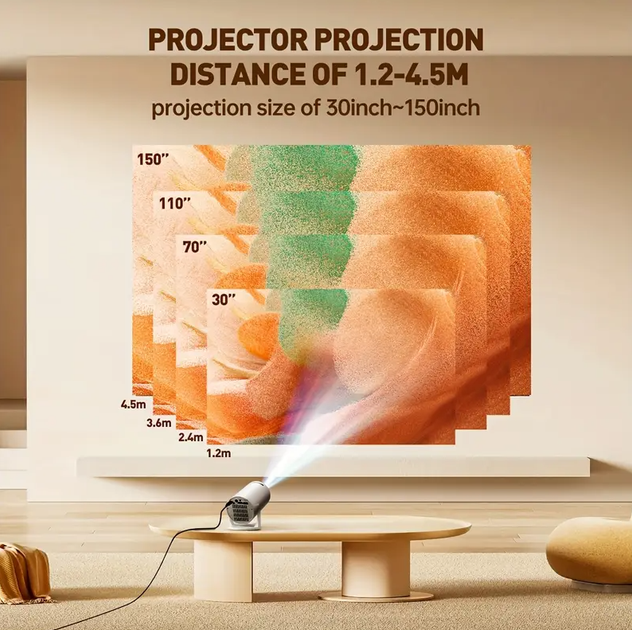 Домашний компактный мультимедийный проектор с поддержкой 3D HDMI USB Type-C HY300X - изображение 4