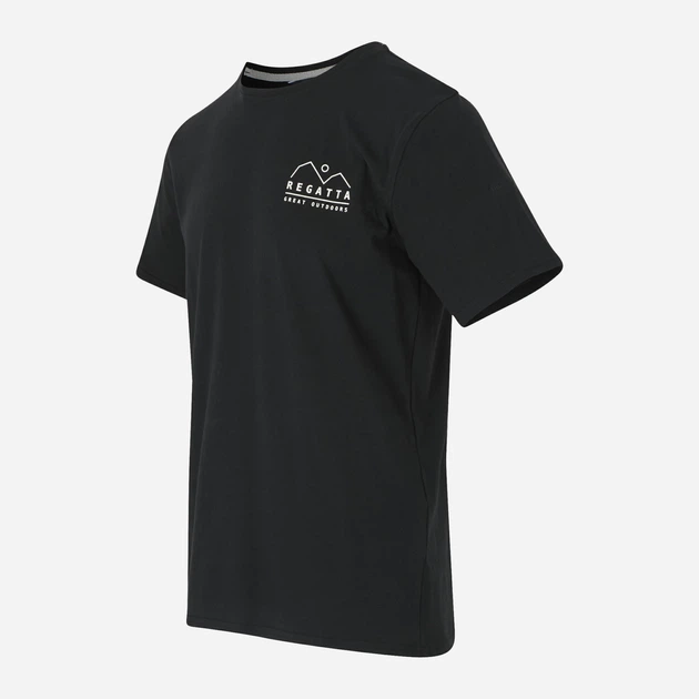 Футболка хлопковая длинная мужская Regatta Cline IX RMT296-T6N 2XL Черная с принтом (5063516005803) - изображение 7