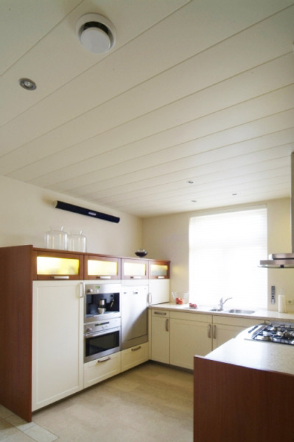 Алюминиевый реечный потолок на кухне (79 фото)