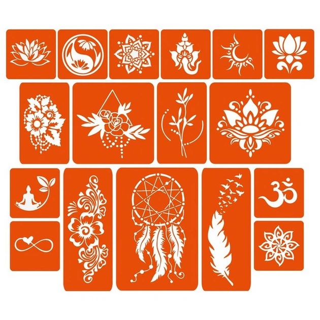 Набор цветной хны с трафаретами для био-тату №6 color-henna-set-06 - изображение 5