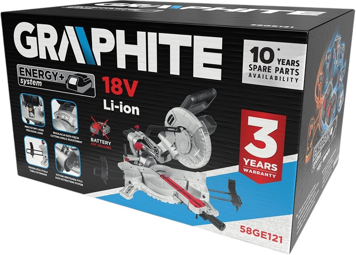 Piła ukosowa Graphite Energy+ 18V 210 x 30 mm 58GE121 bez akumulatora i ładowarki (5902062082565) - obraz 9