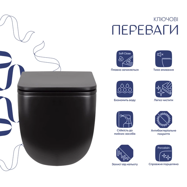Унітаз підвісний Qtap Gemini безободковий з сидінням Soft-close QT2533076EUQMB - Фото 3 Унітаз підвісний Qtap Gemini безободковий з сидінням Soft-close QT2533076EUQMB - зображення 3