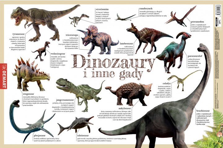 Podkładka na biurko Demart Dinozaury i inne gady 38 x 58 cm (9788379125968) - obraz 1