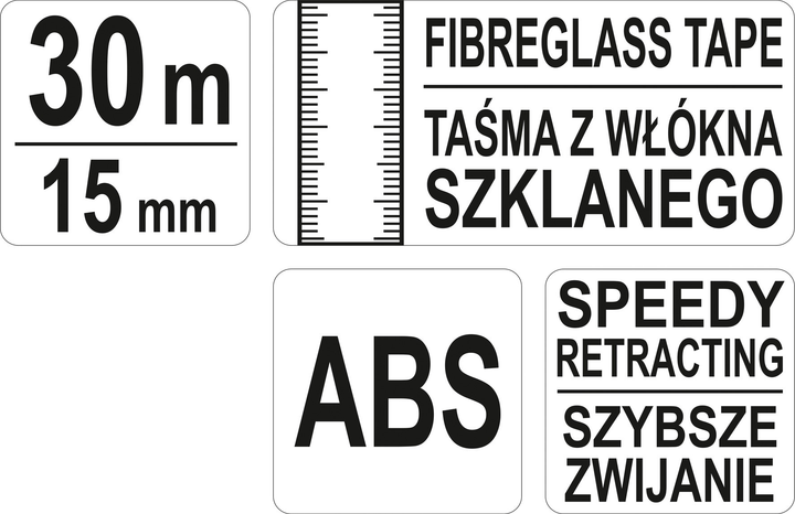 Miara geodezyjna z wlokna szklanego Yato zwijana ręcznie 30 m x 15 mm (YT-71540) (5906083012877) - obraz 4