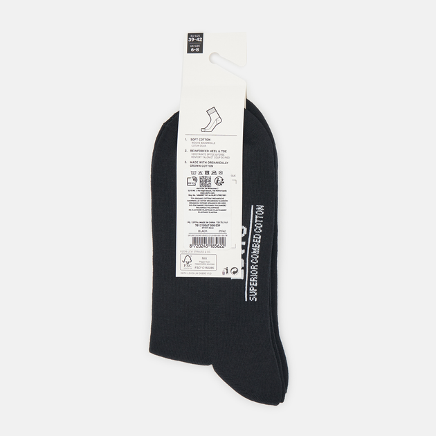 Набір чоловічих шкарпеток високих бавовняних 2 пари Levi's Short Cut Logo Sport 2P 7012105670080 43-46 Чорний (8720245185639) - зображення 2