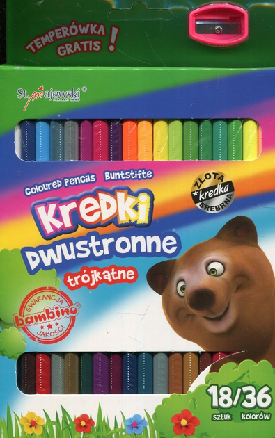 Kredki szkolne St. Majewski trójkątne dwustronne 18 sztuk 36 kolorów (5903235004957) - obraz 1