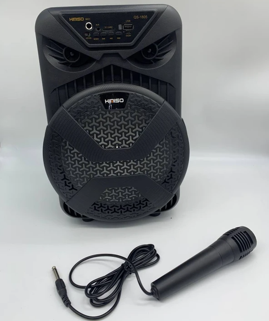 Портативна акустична колонка Kimiso GS-1805 (8") з мікрофоном та світломузикою Для iPOD, iPhone, Android, iPAD, смартфонів, мобільних телефонів - зображення 5