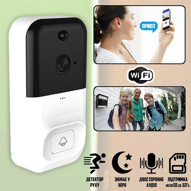 Видеодомофон с WiFi камерой Smart Doorbell X5 для безопасного входа 3268 - Фото 1 Видеодомофон с WiFi камерой Smart Doorbell X5 для безопасного входа 3268 - изображение 1