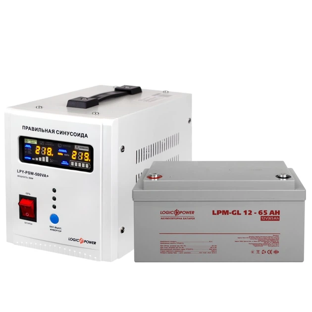 Комплект резервного живлення UPS 500VA+АКБ GEL 780W LogicPower 9831 (ДБЖ 350W+65Ah батарея гелева) - изображение 2