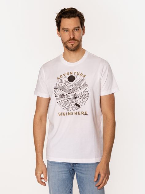 Футболка бавовняна довга чоловіча Lee Cooper Adventure-1145 M Біла (5905991727781) - зображення 1