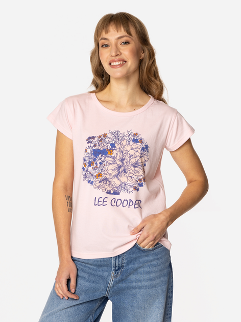 T-shirt damski z nadrukiem bawełniany Lee Cooper Bouquet-1160 M Różowy (5905991728221) - obraz 1