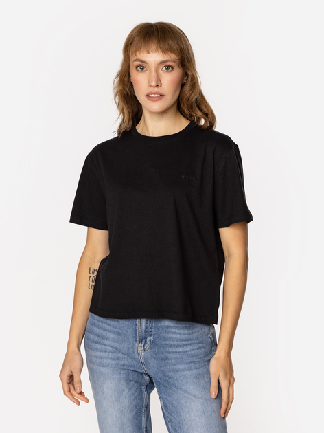 T-shirt damski basic bawełniany Lee Cooper Cropped-8515 M Czarny (5905991728825) - obraz 1