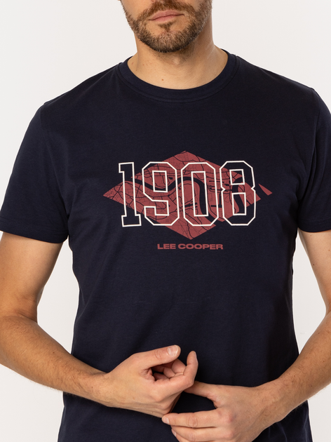 Футболка бавовняна довга чоловіча Lee Cooper Diamond4-1160 XL Темно-синя (5905991735762) - зображення 4
