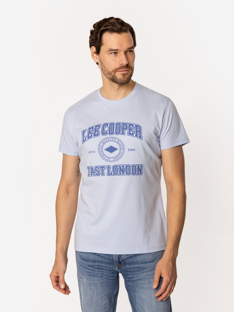 T-shirt męski bawełniany Lee Cooper East-London4 L Błękitny (5905991735830) - obraz 3