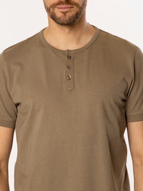 Футболка бавовняна довга чоловіча Lee Cooper Henley-1160 M Хакі (5905991736608) - зображення 4