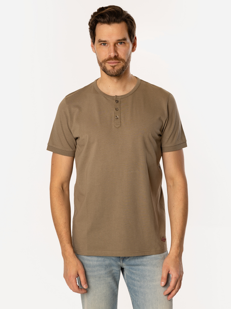 T-shirt męski basic bawełniany Lee Cooper Henley-1160 3XL Khaki (5905991736646) - obraz 1