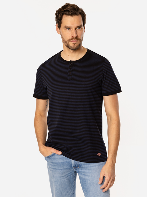 T-shirt męski w paski bawełniany Lee Cooper Henley4-1160 L Czarny (5905991736714) - obraz 3