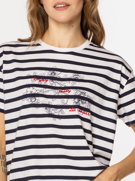T-shirt damski w paski Lee Cooper Leaves-6040 L Granatowy (5905991729419) - obraz 4