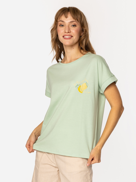 Футболка бавовняна жіноча Lee Cooper Lemon Fruit-1145 L М'ятна (5905991729211) - зображення 3
