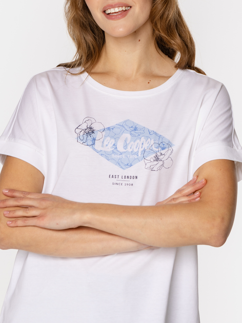 T-shirt damski Lee Cooper Logo Blue-1160 L Biały (5905991729457) - obraz 4