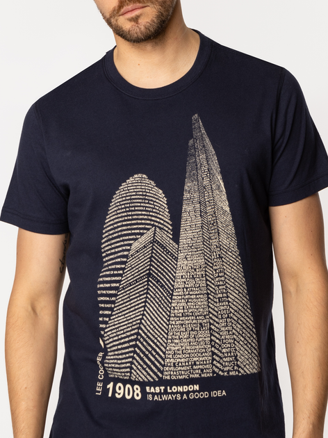 T-shirt męski z nadrukiem bawełniany Lee Cooper London7-1160 XL Czarny (5905991726746) - obraz 4