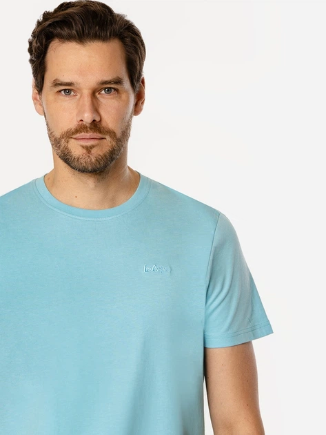 Футболка бавовняна довга чоловіча Lee Cooper Obutch-875 M Блідо-блакитна (5905991736325/5905991712350) - зображення 3