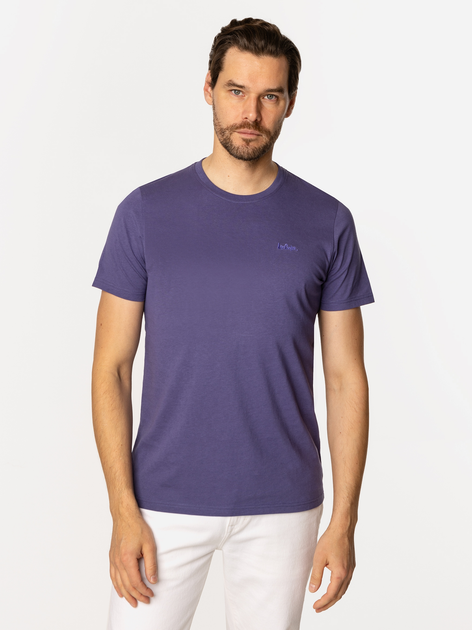 Футболка бавовняна довга чоловіча Lee Cooper Obutch-875 2XL Фіолетова (5905991736486) - зображення 1