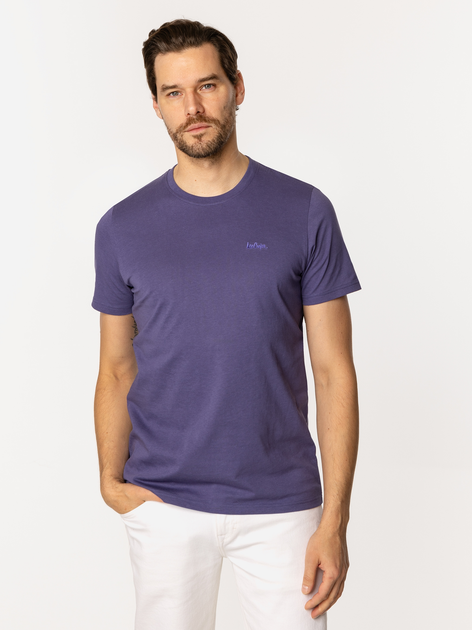 Футболка бавовняна довга чоловіча Lee Cooper Obutch-875 2XL Фіолетова (5905991736486) - зображення 3