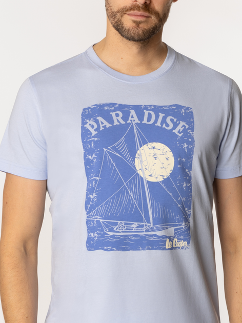 T-shirt męski z nadrukiem bawełniany Lee Cooper Paradise-1160 M Błękitny (5905991727743) - obraz 4