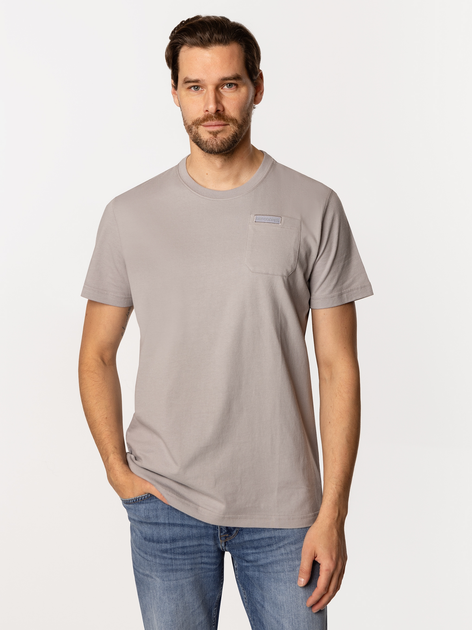 Футболка бавовняна довга чоловіча Lee Cooper Pocket-1160 XL Сіра (5905991727040) - зображення 1