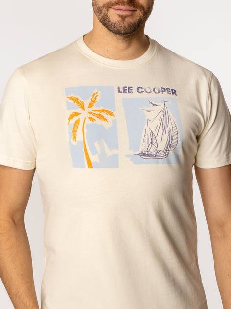 T-shirt męski z nadrukiem bawełniany Lee Cooper Sea-1160 L Jasnożółty (5905991726500) - obraz 3