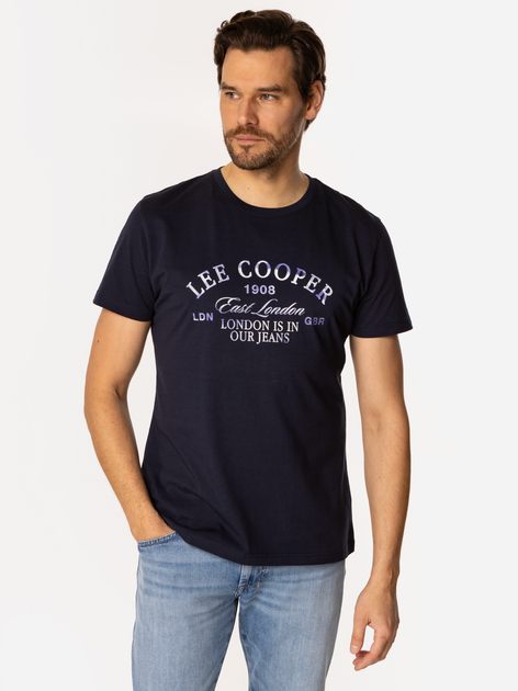 Футболка бавовняна довга чоловіча Lee Cooper Slog1-1160 M Темно-синя (5905991735625) - зображення 3