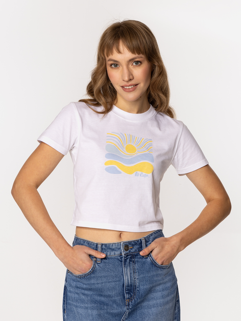 T-shirt damski z nadrukiem bawełniany Lee Cooper Sun-1160 S Błękitny (5905991729365) - obraz 1