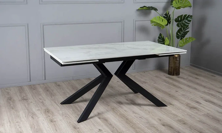 Стіл Монако розкладний обідній 1600/2400x900x750 білий глянець чорні ноги - Фото 10 Стіл Монако розкладний обідній 1600/2400x900x750 білий глянець чорні ноги - изображение 10