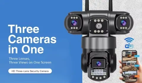 Уличная поворотная Wi-Fi IP камера видеонаблюдения EVKVO SC28 V380 Pro | 3 Линзы | 16MP - изображение 3