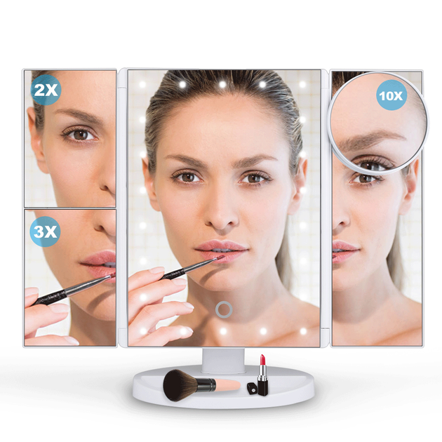 Тройное косметическое зеркало для макияжа с подсветкой LED Magnifying Mirror - изображение 6