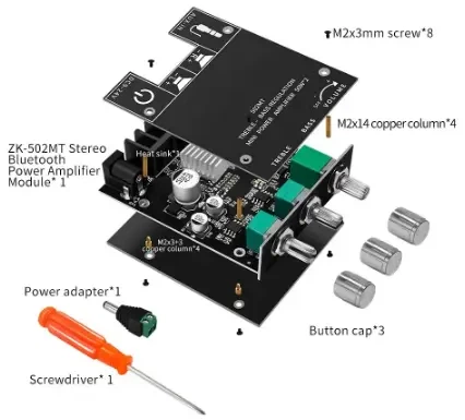 Стерео усилитель звука ZK-502MT 50Вт*2 канала, Bluetooth v5.0