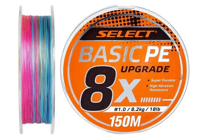 Шнур Select Basic PE 8x 150м #1.0/0.14мм 18lb/8.2кг (мультицвет) (3200210003) - Фото 1 Шнур Select Basic PE 8x 150м #1.0/0.14мм 18lb/8.2кг (мультицвет) (3200210003) - изображение 1