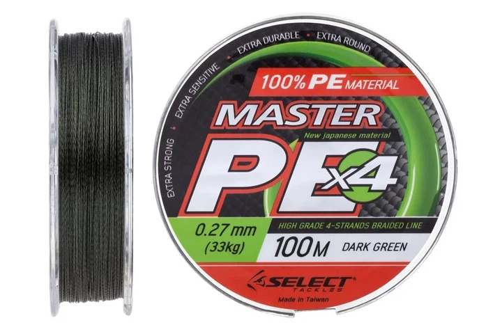 Шнур Select Master PE 100м/ 0.27мм 33кг (темно-зелений) (3200202019) - Фото 1 Шнур Select Master PE 100м/ 0.27мм 33кг (темно-зелений) (3200202019) - зображення 1