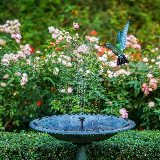 Плавающий садовый фонтан с солнечной панелью и разными насадками Solar Fountain Черный - изображение 5