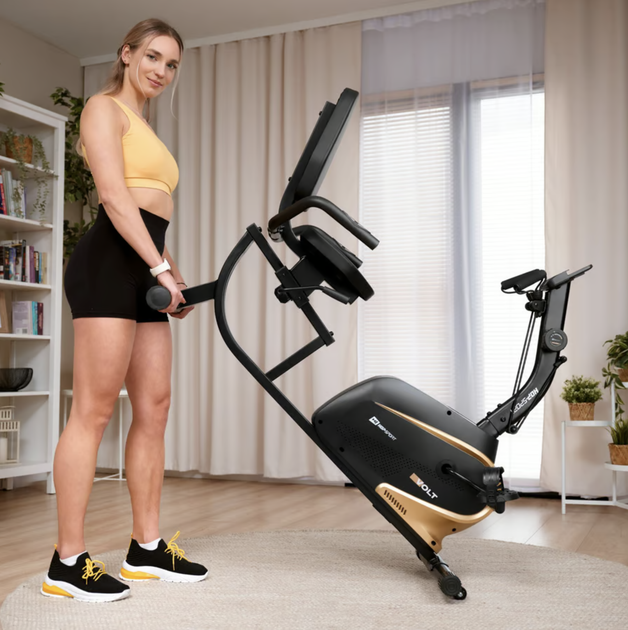 Горизонтальный велотренажер Hop-Sport HS-045L Volt магнитный золотистый - изображение 7