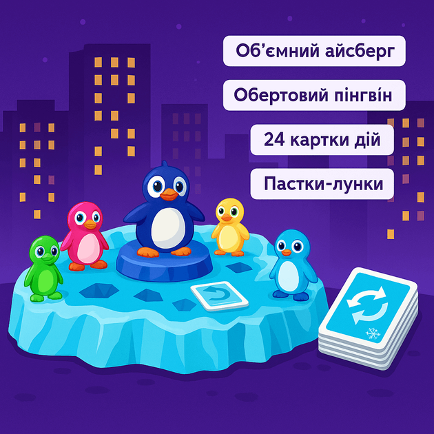 Настольная игра "Соревнования пингвинов" — ледяная гонка с вращающимся пингвином, арт. 93296 - Фото 2 Настольная игра "Соревнования пингвинов" — ледяная гонка с вращающимся пингвином, арт. 93296 - изображение 2